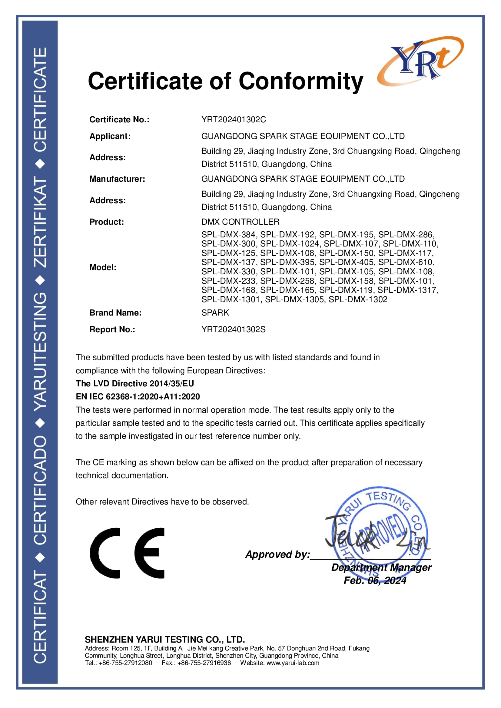 CE Certificate of Conformity – EN IEC 62368-1